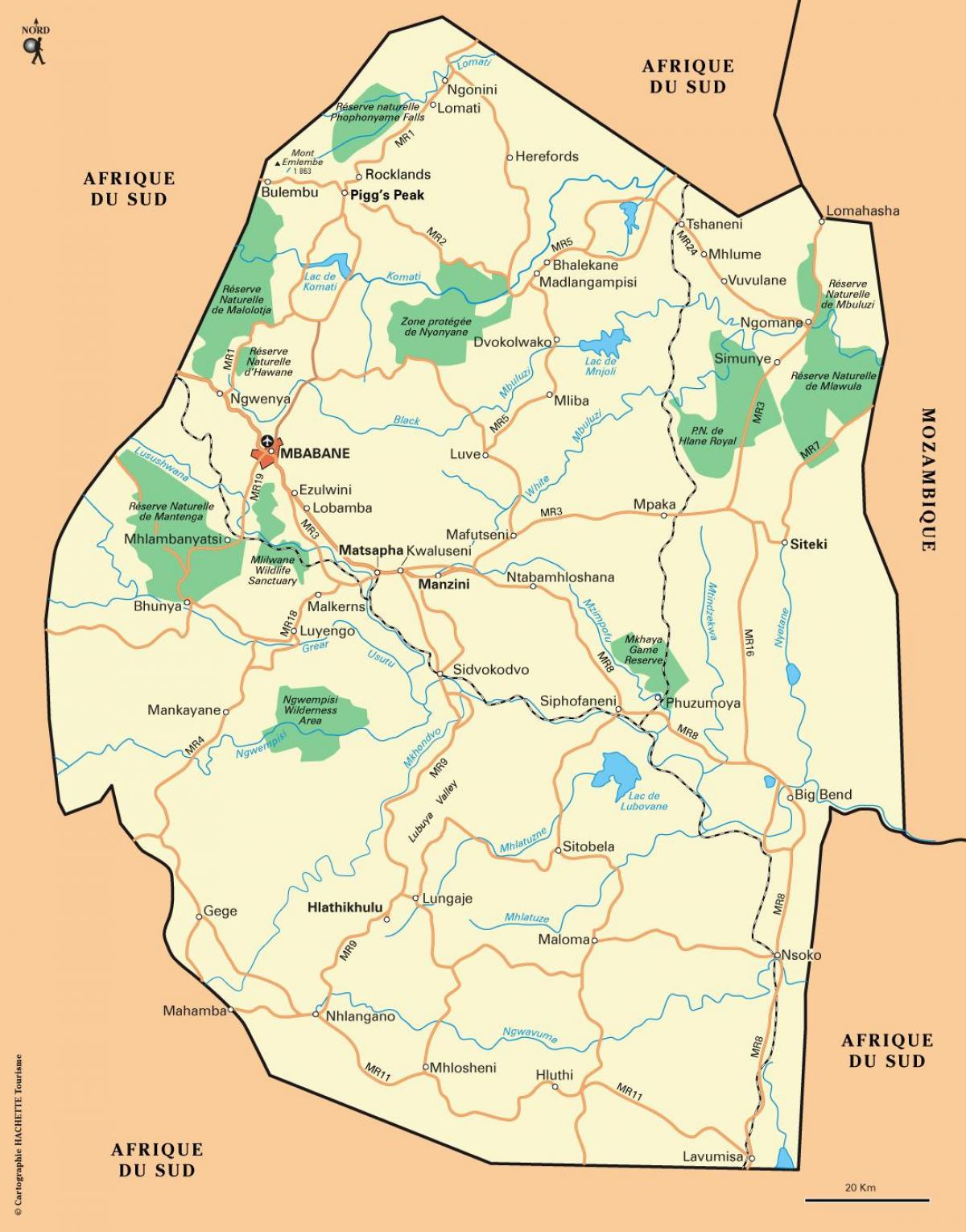 ezulwini-vallei Swaziland kaart